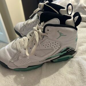 Jordan Kids White and Teal High-Top Sneakers